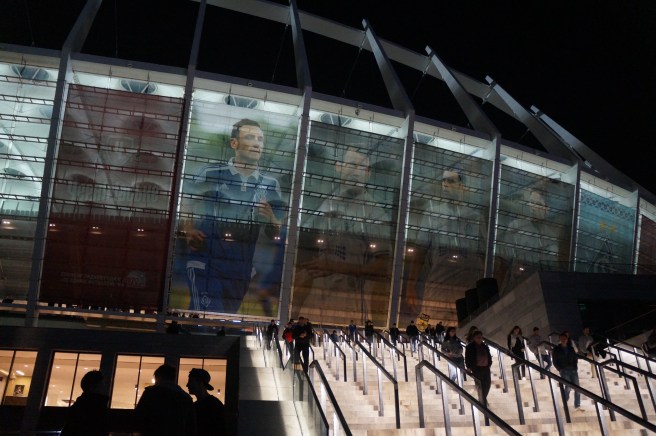 Kiev Olympic Stadium at night